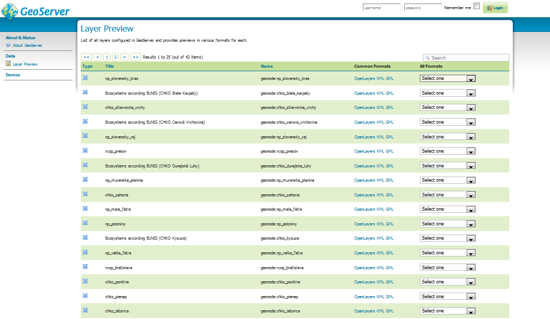 ESS web services (screenshot)